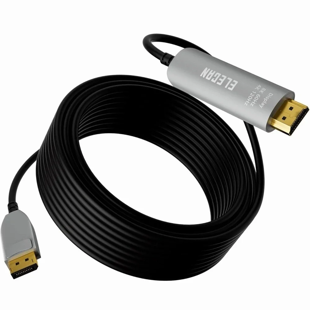 8K Fiber Optic Displayport to HDMI Cable 25 Ft, 8K@60Hz 4K@120Hz, Zinc Alloy ...